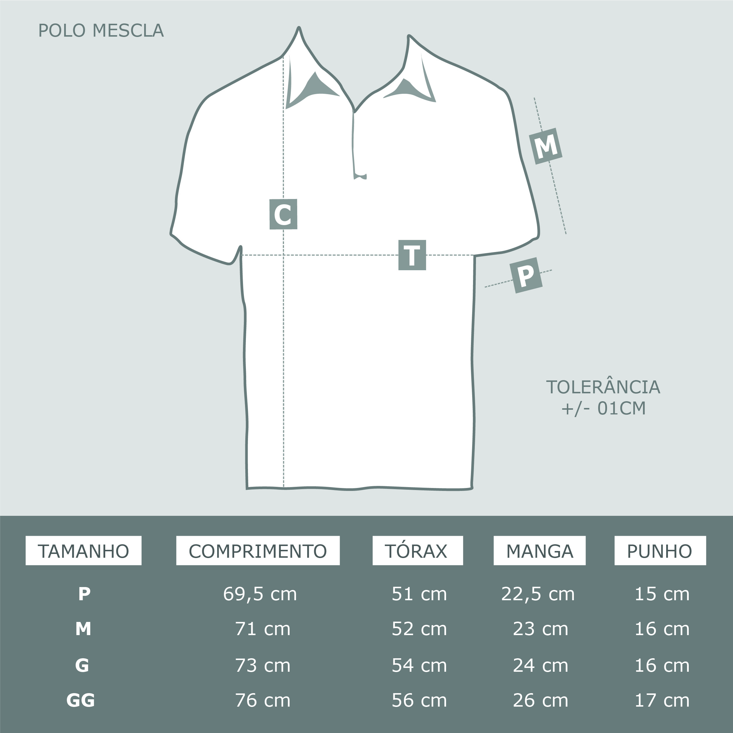 Tabela de Medidas Camiseta Polo Mescla v4